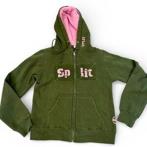 Split vintage green Zip-Up Hoodie size S